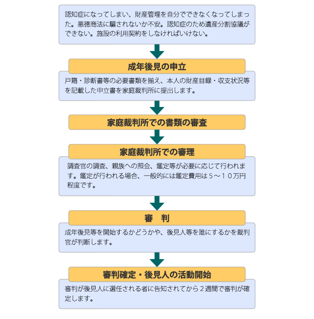 成年後見制度手続きの流れ図